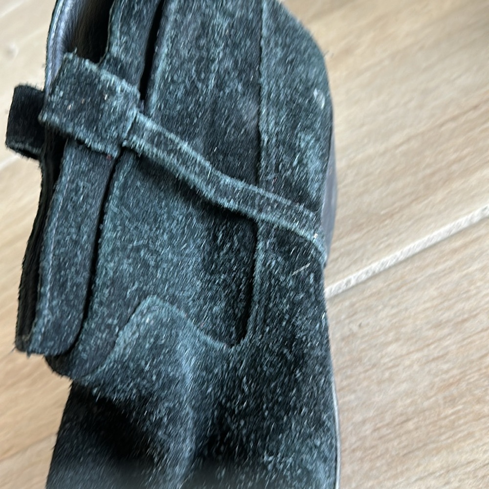 Black suede ankle boots short heel slip on - Picture 6 of 6